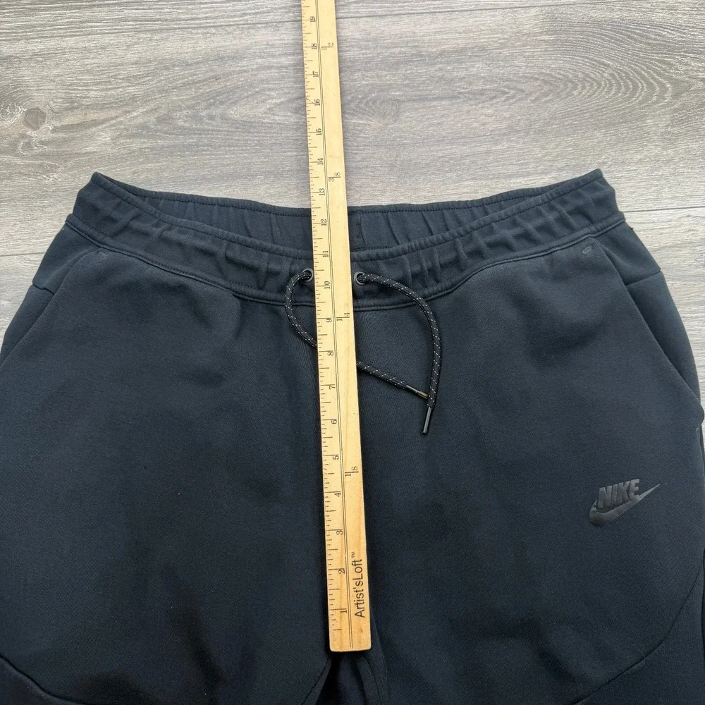 Nike Tech Fleece Joggers Mens Large Triple Black Swoosh Zip Pocket Sweatpants